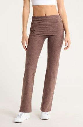 Zella Renew Foldover Straight Leg Pants in Grey Plum Melange at Nordstrom Rack, Size X-Large