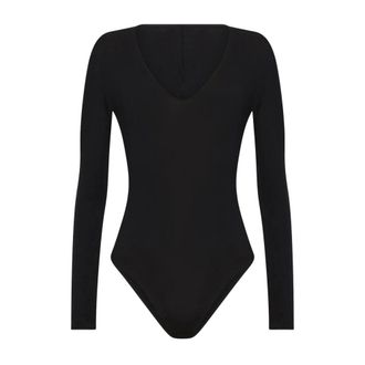 Wolford De V-hals Body - Dames - Bodies - Zwart - M - Katoen - Tops