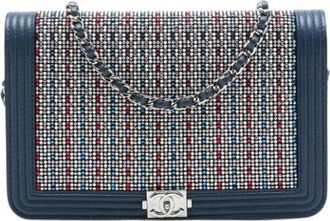 Chanel Pre-owned Boy Wallet on Chain - Dames - Vintage Schoudertas - Blauw - ONE Size - Leer - Vintage