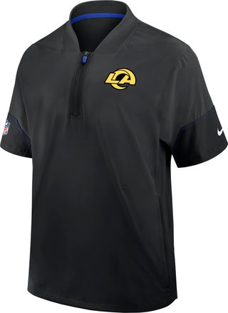 Nike Los Angeles Rams Sideline Coach Nike Mens NFL 1/2-Zip Short-Sleeve Hooded Jacket in Black | 03BO01UE9X-2J5