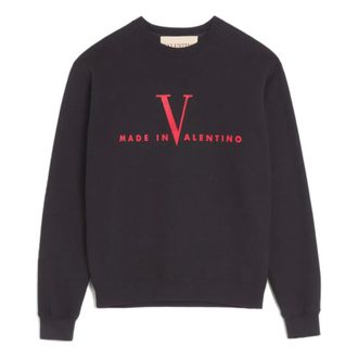Valentino Garavani Sweatshirts, male, Black, Size: M Crewneck Cotton Sweatshirt