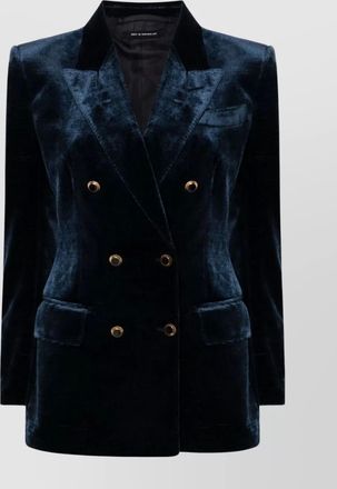Tom Ford velvet double-breasted jacket gold buttons