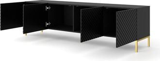 AKL FURNITURE Mueble para TV efecto madera Negro