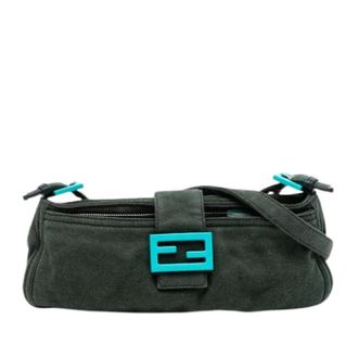 Fendi Pre-owned Shoulder Bags, female, Green, Size: ONE SIZE Pre-owned Wool Shoulder Bag