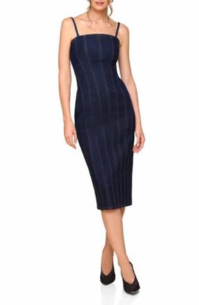Avec Les Filles Denim Bodycon Midi Dress In Blue