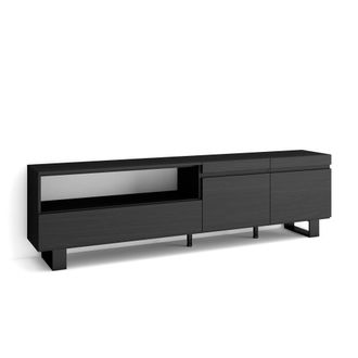 Skraut Home Mueble tv efecto madera negro 200x35x57cm con patas