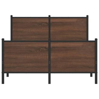 Berkfield Home Metal Bed Frame without Mattress Brown Oak 120x190 cm Small Double