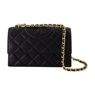 Tory Burch Womens Quilted Goatskin Shoulder Bag Black
