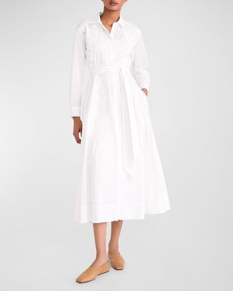 Merlette Liberty Pintuck Pima Cotton Midi Shirtdress