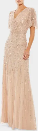 Mac Duggal Sequined Beaded Tulle Gown
