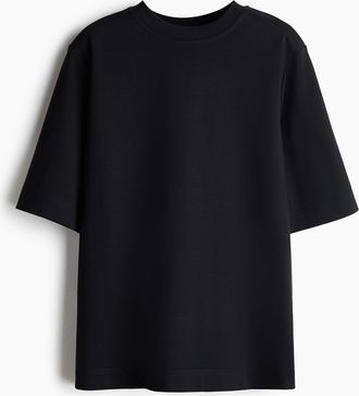 H&M T-Shirt aus Pima-Baumwolle - Schwarz