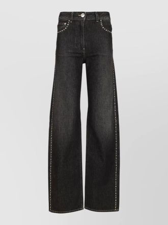 Versace studded mid rise straight leg jeans
