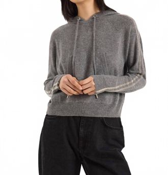 Brodie Bree Beaded Sleeve Cashmere Hoodie In Mid Grey