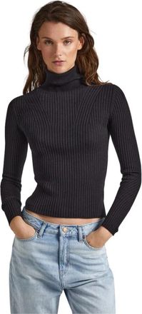 Pepe Jeans London Coltrui - Dames - Coltruien - Zwart - S - Leer - Truien & Vesten