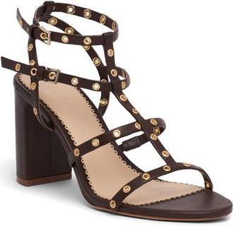 Cinq &agrave; Sept Maisie Studded Cage Sandal in Chocolate at Nordstrom, Size 8.5Us