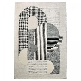 Un amour de tapis Alfombra de sal&oacute;n capiton&eacute; a mano en lana, crema y negro 120x170