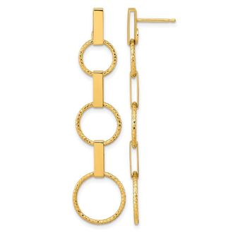 Diamond2Deal 14K Yellow Gold Polished Diamond-Cut Drop & Dangle Earrings