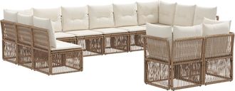 vidaXL Conjunto De Sof&aacute;s De Jard&iacute;n 12 Uds. Beige Rat&aacute;n Sint&eacute;tico Vidaxl