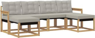 vidaXL Conjunto De Sof&aacute;s De Exterior 6 Uds. Blanco Y Gris Claro Vidaxl