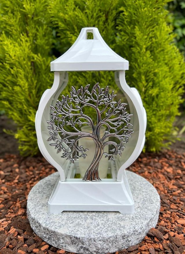 Aurum Grablampe Grablaterne mit Baum-Motiv 29,5 cm H. Grabkerze Kerze Grabkerze Grablicht Gartenlampe Laterne inkl. Kerze ohne Sockel NEU NEU ab 41,90 €