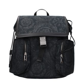 Versace Black Fabric Mens Backpack