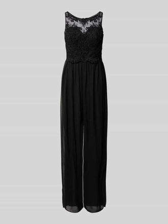 Laona Jumpsuit mit floralem Spitzenbesatz in Black, Gr&ouml;&szlig;e 34
