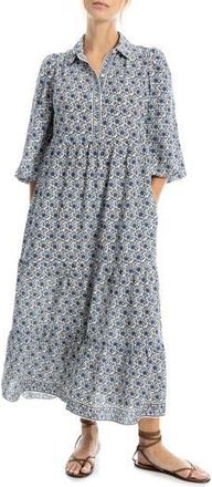 Max Studio Crepe Tiered Maxi Dress in Cream/Denim at Nordstrom Rack, Size X-Small