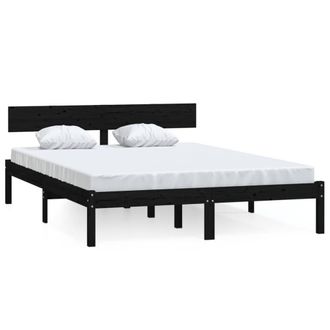 Berkfield Home Bed Frame Black Solid Wood 120x190 cm Small Double