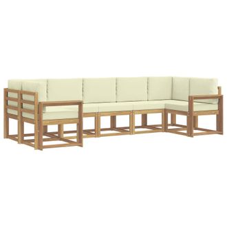vidaXL Conjunto De Sof&aacute;s De Exterior Con Coj&iacute;n 7 Pcs Blanco Y Crema Vidaxl