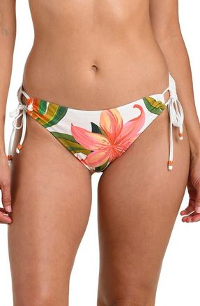 La Blanca Jungle Blossoms Adjustable Loop Bikini Bottoms in Ivory Multi at Nordstrom, Size 16