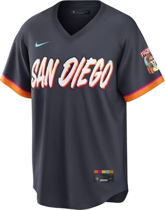 Nike San Diego Padres City Connect Nike Mens MLB Stadium Jersey in Black | RE260H3HPYP-43L