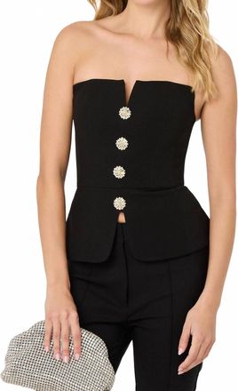 Astr Annemarie Strapless Button Detail Top In Black