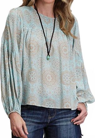 Stetson Long Sleeve Peasant Blouse In Mandala Print