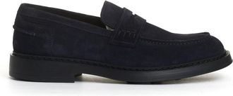 Doucal's Blue Suede Moccasin With Rubber Sole