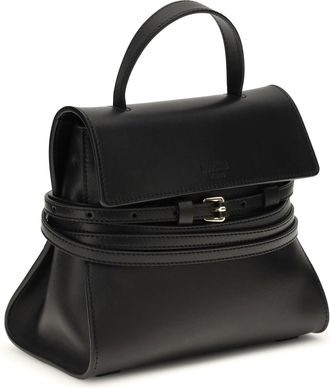 Moschino Womens Tie Me Handbag Nero Calf Leather Bos Taurus Handbags Hand Bags