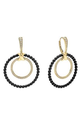 Lagos Meridian Double Circle 18K Gold Diamond & Ceramic Earring Set in Diamond/Silver at Nordstrom