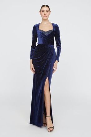 Theia Emerson Long Sleeve Gown in French Navy at Nordstrom, Size 12