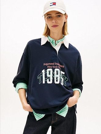 Tommy Hilfiger Logo Embroidery Jersey Oversized Rugby Shirt