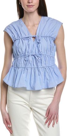 Ellen Tracy Shirred Poplin Top