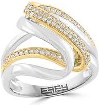 Effy Two-Tone Pav&eacute; Diamond Swirl Ring in Gold at Nordstrom Rack, Size 7