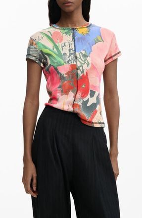 Desigual Allover Print T-Shirt in Pink at Nordstrom, Size X-Large