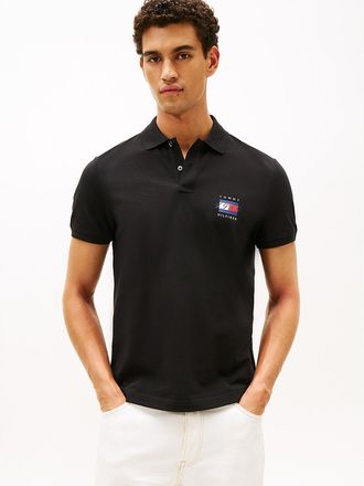 Tommy Hilfiger Mens Regular Fit 1985 Flag Graphic Pique Polo - Black - XXL