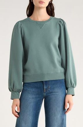 Rails Tiffany Puff Sleeve Cotton Fleece Sweatshirt in Lake at Nordstrom Rack, Size 2X Regular