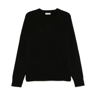 Soft Goat Cashmere Knitwear, female, Black, Size: M Boyfriend Crewneck Jumper