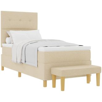 vidaXL Box Spring Bed with Mattress Cream 80 x 200 cm Fabric vidaXL