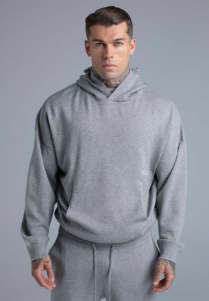 Siksilk Mens Grey Marl Knitted Hoodie XL