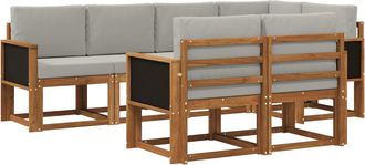 vidaXL Conjunto De Sof&aacute;s De Exterior 7 Uds. Natural Y Gris Claro Vidaxl
