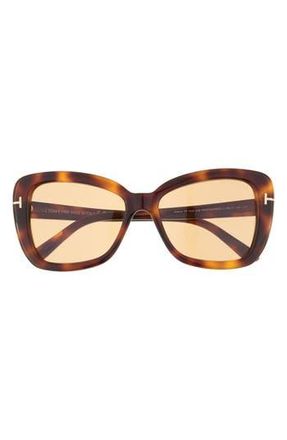 Tom Ford Maeve 55mm Butterfly Sunglasses in Blonde Havana /Brown at Nordstrom Rack