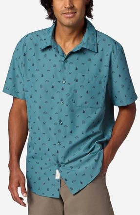 Marmot AirExchange UPF Short Sleeve Button-Up Shirt in Seafloor Camping Trip at Nordstrom, Size Xx-Large