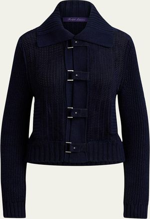 Ralph Lauren Collection Woven Suede-Front Knit Cardigan